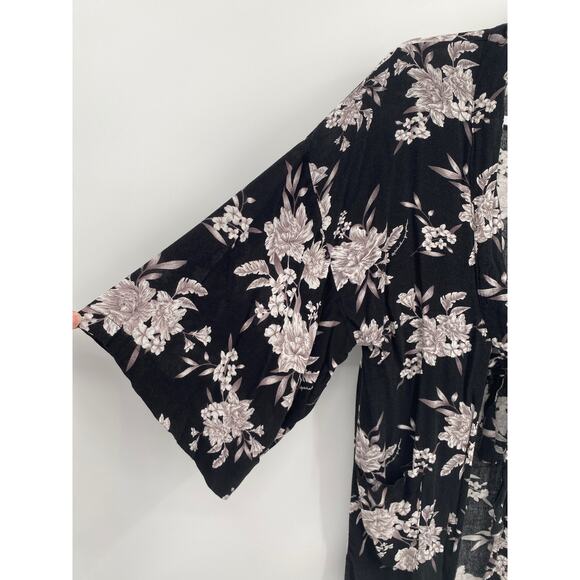 Spiritual Gangster Maya Kimono Floral Black Tie Front One Size OS - Picture 3 of 9